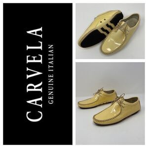 Carvela Original Top Skipper Vintage Desert Driving Boots Yellow Patent Leather